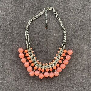 Banana Republic Coral and Silver Beaded Necklace